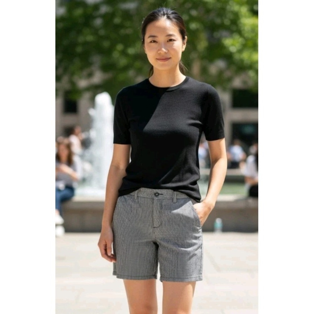 ASOS Women's Shorts 34 Navy White Striped Chino Style 100% Cotton